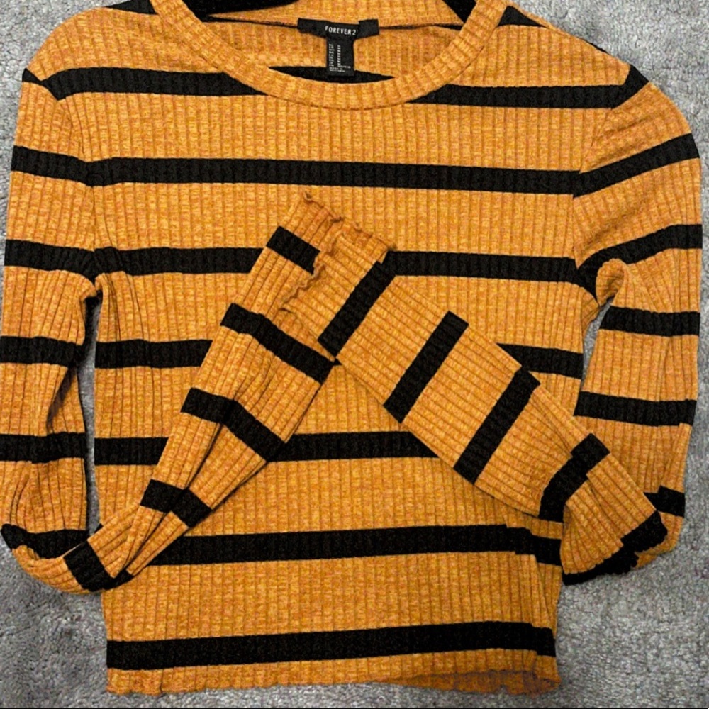 Forever 21 oranges and black striped long sleeve shirt